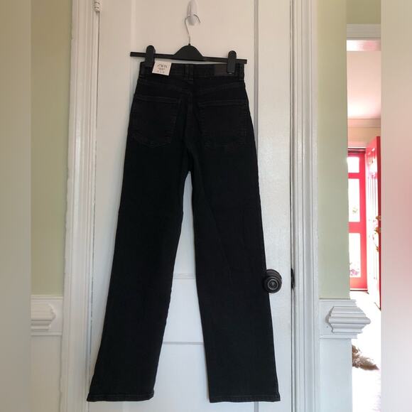 NEW Zara Black Acid Wash Vintage Slim High Rise Jeans - Picture 6 of 7